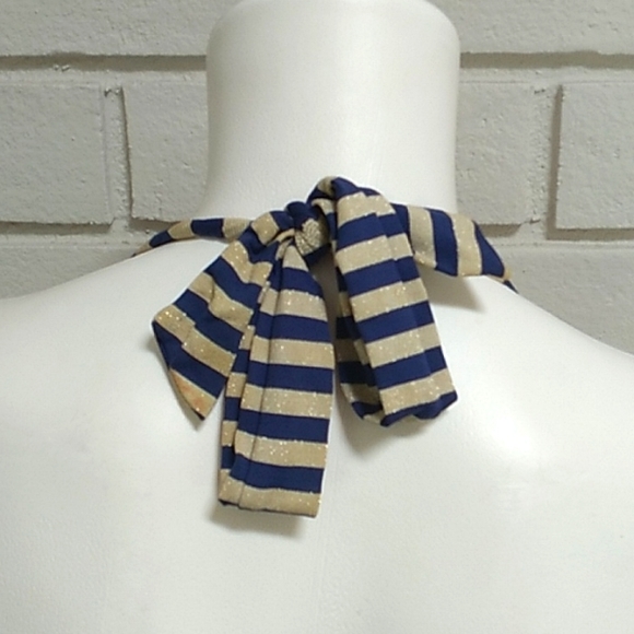 Jessica Simpson Blue/Gold Striped Tie Tankini Swim Top. Size Medium - Picture 7 of 12